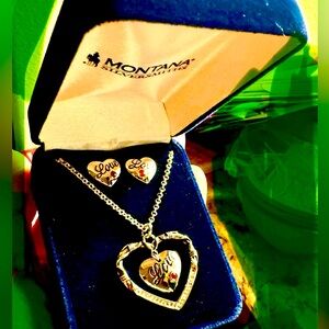 Silver Heart pendant & matching earrings